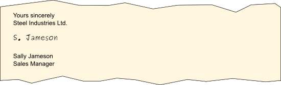 Signature on English business letter
